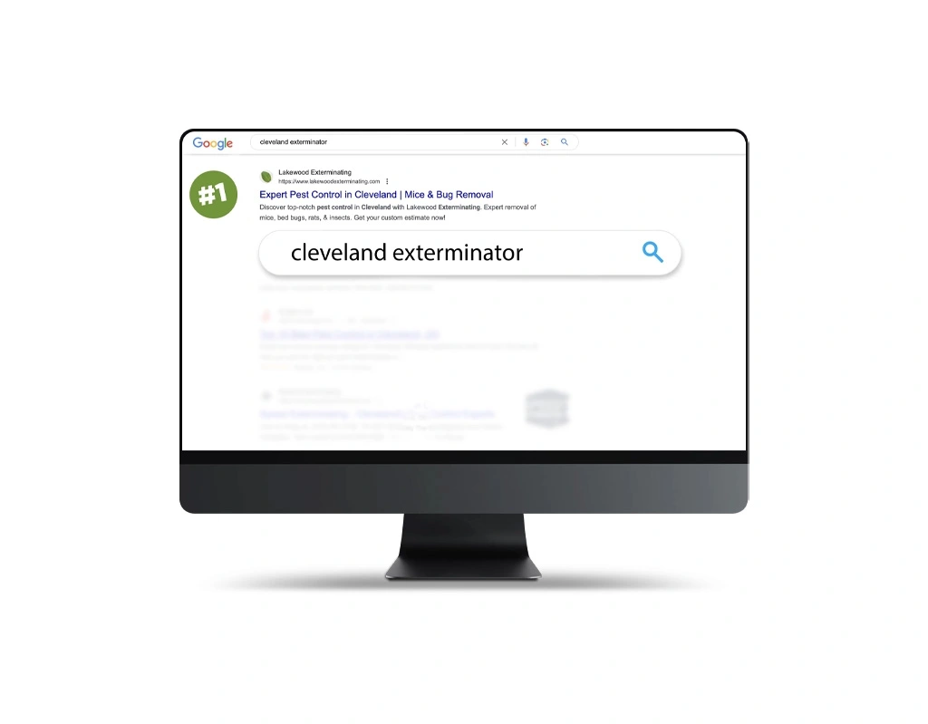 search result for cleveland exterminator mocked up on desktop