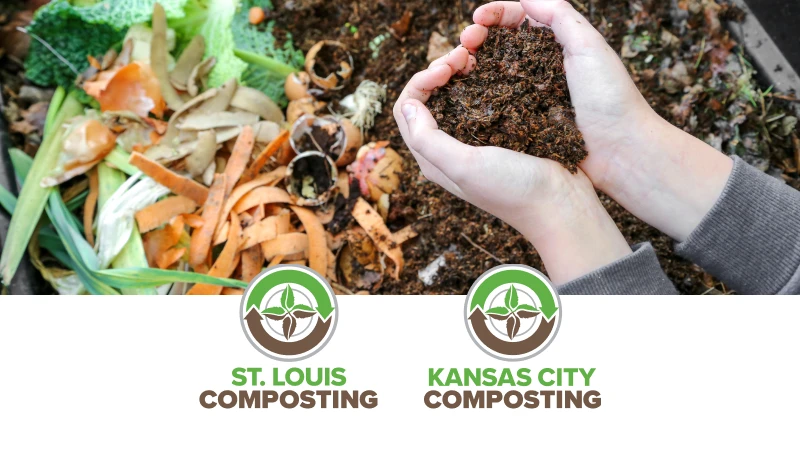 hand full of soil near stl and kc composting logos