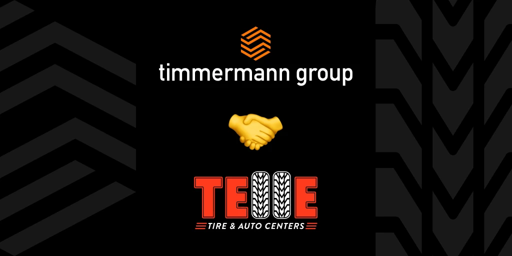 timmermann group logo and telle tire logo with the handshake emoji in the middle