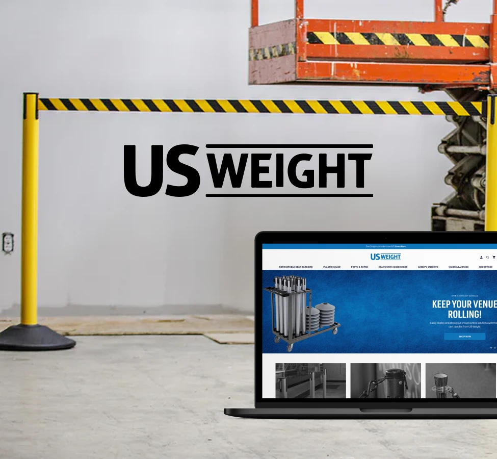 us weight logo near machinery near us weight site mocked up on computer