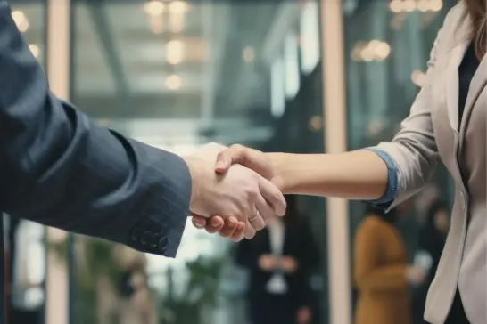 a tapp partnership developing with a man and woman shaking hands