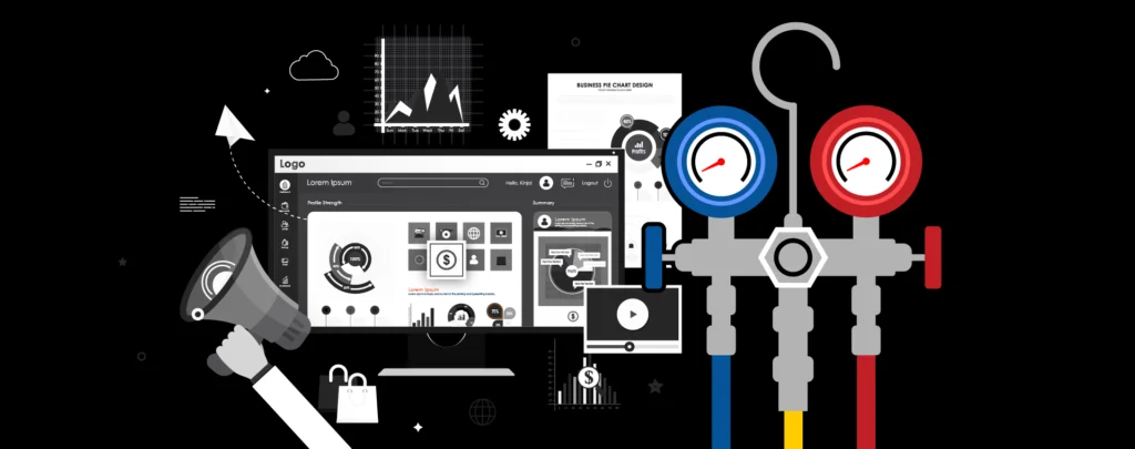 hvac marketing strategies on computer near hvac meter